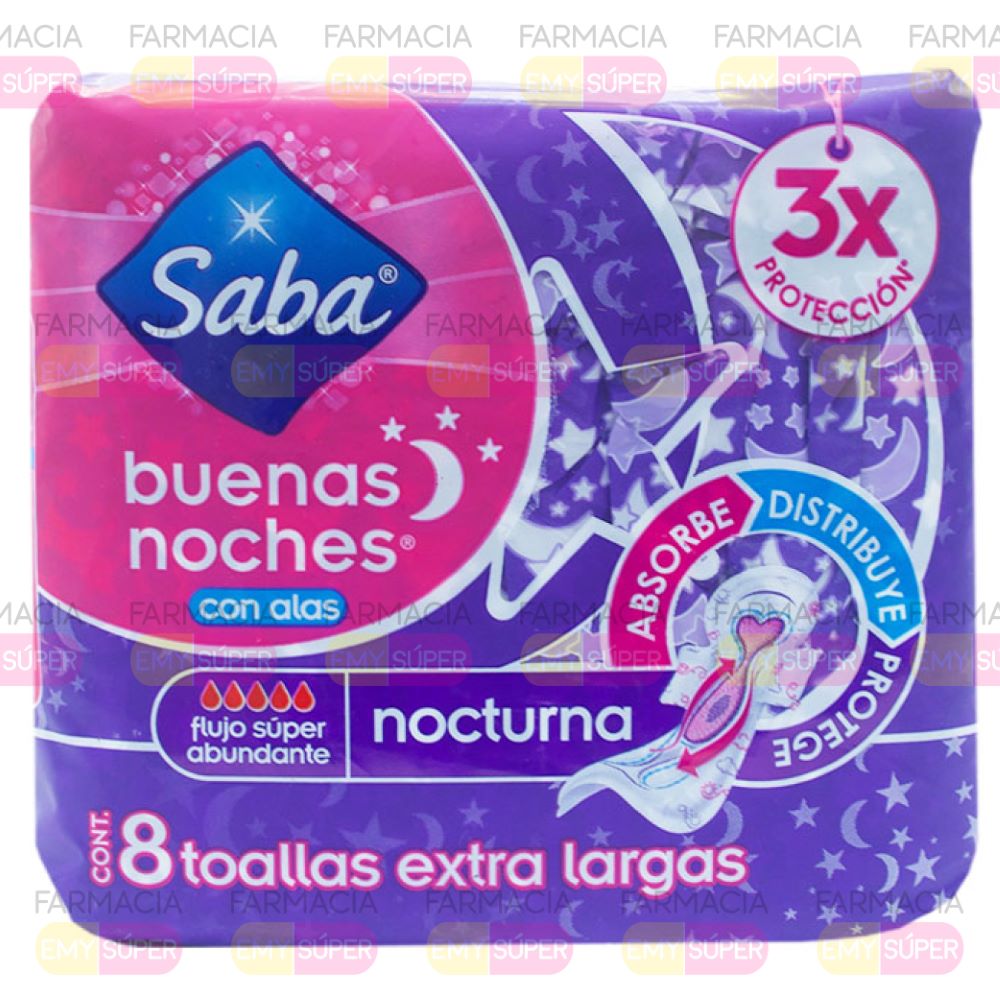SABA BUENAS NOCHES CON ALAS 8 TOALLAS (NU***) – Farmacia Emy